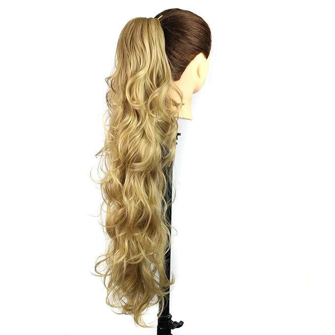 S-ssoy 31"(78cm) Women's Curly Pony Tail Hair Piece Synthetic Claw Clip Ponytail Wavy Long Curled in Hair Extension Extensions Long/Voluminous Wig Hairpieces for Women Girls Lady,22#