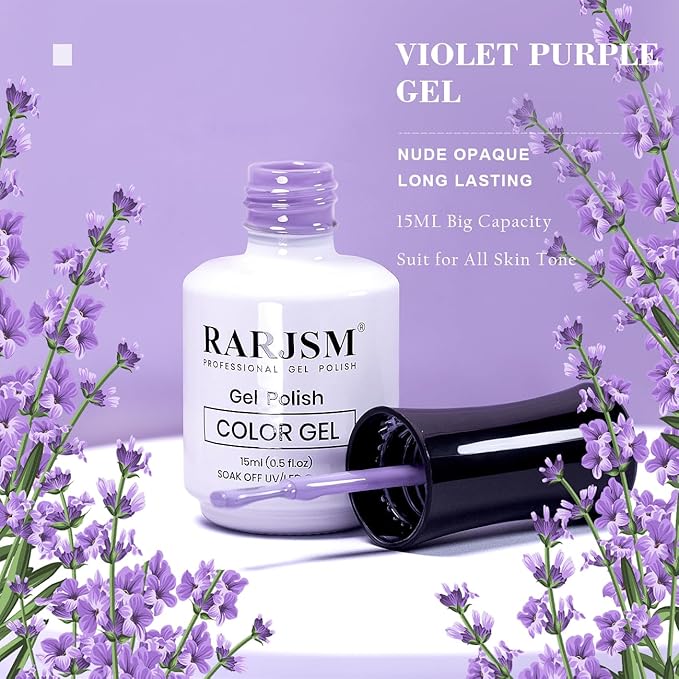 RARJSM Gel Nail Polish Blue Purple 15ml Dark Opaque Pastel Gel Polish Milky Bluish Purple 1 Piece Single Bottle Cool Tone Soak off at Home Salon DIY French Manicure Nails Art