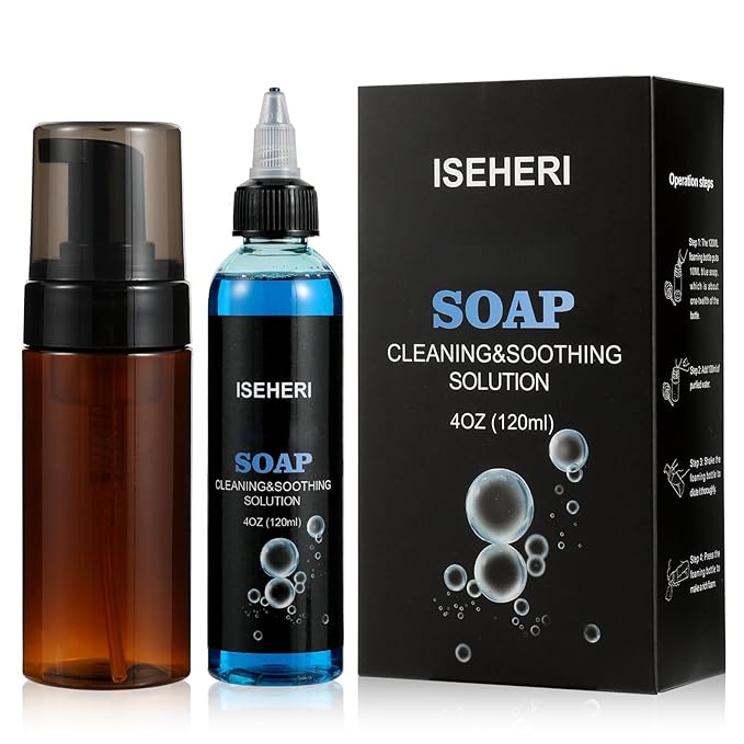 Ultra Concentrated Soap 4OZ with Foaming Bottle 120ml, Tattoo Supplies for Tattoos Piercings, Clean Skin Equipment(blue)