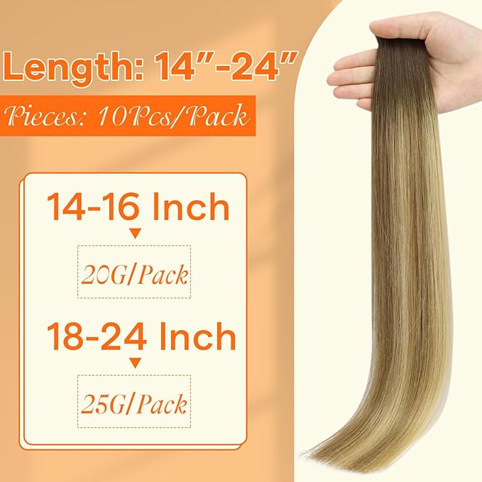 Full Shine Intact Virgin Tape in Hair Extensions Ombre Color 3/8/22 Invisible Injection Human Hair Tape in Extensions 18Inch Seamless Double Sided Tape ins Human Hair Extensions 10Pcs 25Gram