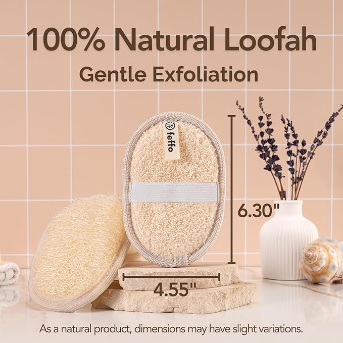 Loofah Sponge for Body Scrub, Exfoliating Body Scrubber & Shower Sponge Shower Scrubber, Loofah for Women and Men, Exfoliating Washcloth Alternative (2 Count, 1 Pack, Oval)