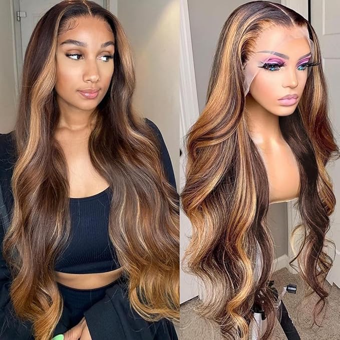 Honey Blonde Wig Human Hair Body Wave 13x6 Lace Front Wigs Human Hair Wigs For Black Women 28 Inch