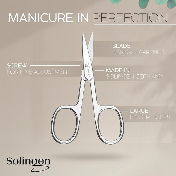 Manicure Set Solingen Made in Germany - 7 Piece Exclusive Finger & Toe Nail Clippers Kit for Women and Men in Real Leather Case, Color Red