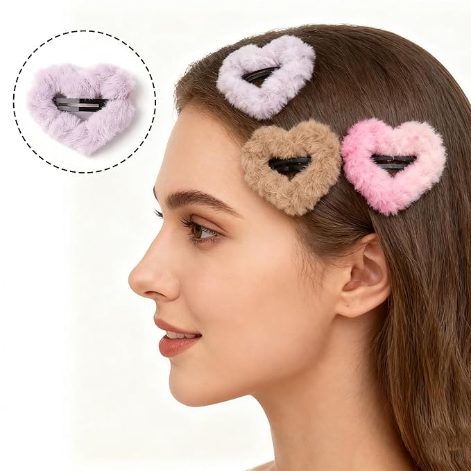 18PCS Velvet Star and Heart Hair Clips, Cute Non-Slip Hair Barrettes, for Women and Girls Hair Styling Accessories, 9 Colors