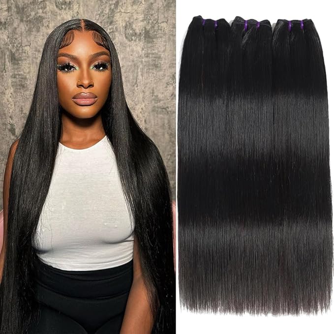 Human Hair Straight Bundles 14 16 18 Inch 16A Raw Vietnamese Virgin Human Hair Bundles Straight 3 Bundles Human Hair Full and Thick Natural Black Color Hair Extensions