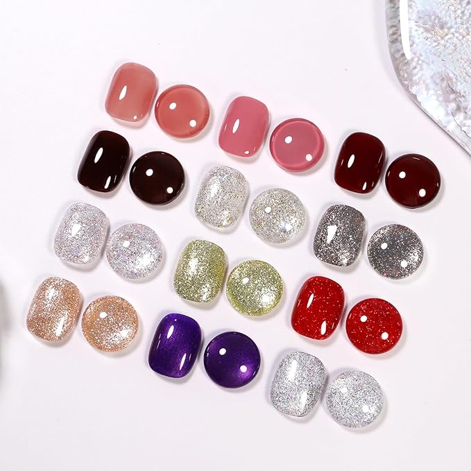 Silve Gel Polish Glitter Hema Free 0.34 OZ Same Color Same Top Cover Reflective Sparkle UV Polish Christmas Manicure Nail Art DIY