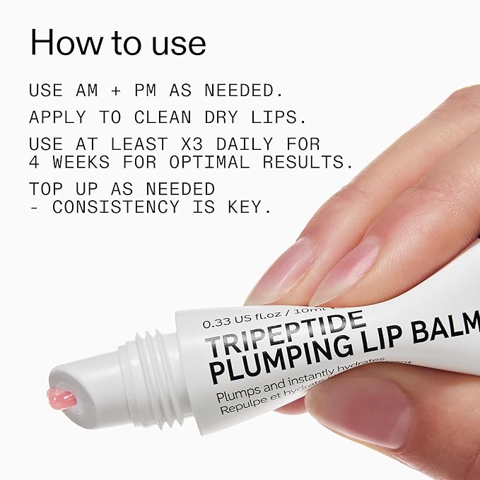 The INKEY List Tripeptide Plumping Lip Balm 10ml, Clinically Proven Plumping Tinted Lip Care, Hydrates Dry Cracked Lips, Vegan & Cruelty Free, Pink Tint