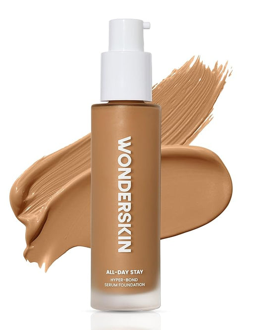 Wonderskin Hyper Bond All-Day Stay Serum Foundation – Waterproof, Transfer-Proof, 24HR Longwear Face Makeup with Niacinamide & Hyaluronic Acid – Lightweight, Natural Finish (Afterglow)