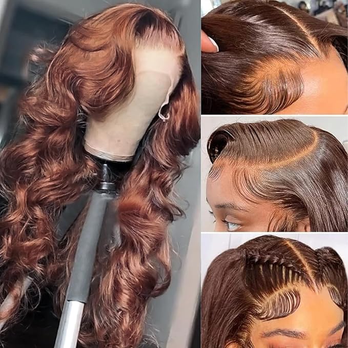 Brown Body Wave 360 Lace Front Wigs Human Hair Pre Plucked Lace Front Wig Human Hair 360 Wigs Human Hair 200% Density Wigs For Black Women (24inch,Brown 360 Body Wave wig)