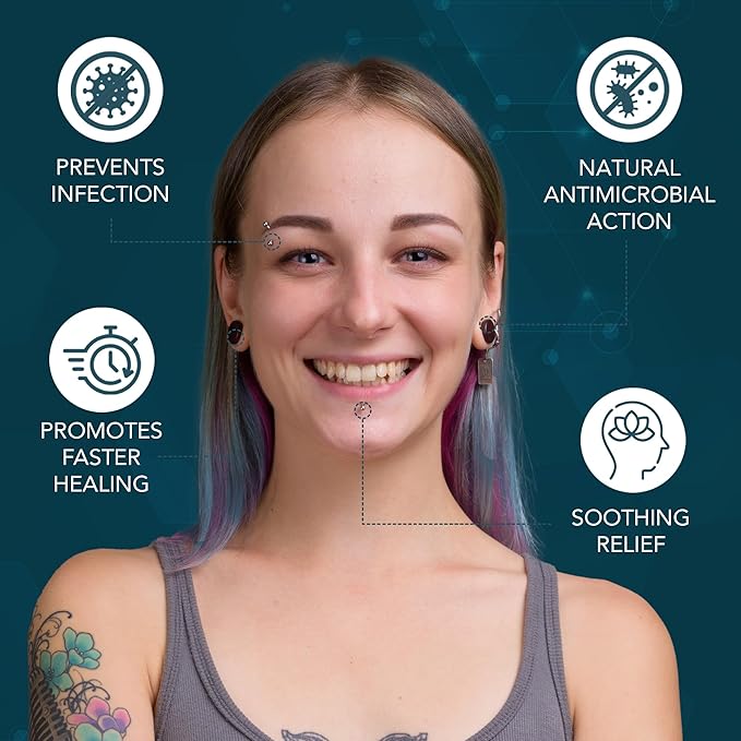 NOVEHA Piercing Aftercare Spray - Fast Cleaner Solution for Ear, Nose, and Belly Piercings - Keloid and Bump Cleaning with Hypochlorous Acid - 8 oz Bottle