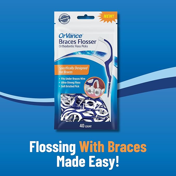OrVance Braces Flosser - Designed for Braces for an Easy & Effective Clean, Ultra Strong Floss - 40 Count (Pack of 3)