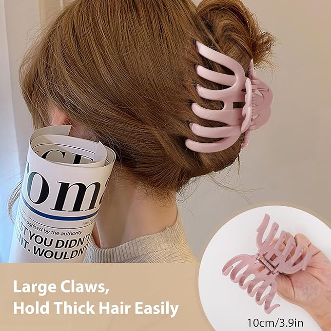 Shinowa 4 Pack Hair Claw Clips, Large Hair Clips Set for Thick Hair, 4 Neutral Colors Octopus Thick Hair Claws for Women, Non-slip Claws Jaw Clips Set Strong Hold for Girls Long Hair, Set C