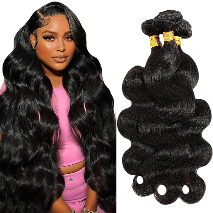 12A Human Hair Wig 26 28 30 Inch Body Wave Bundles Human Hair 100% Unprocessed Brazilian Virgin Weave 3 Bundles Real Natural Black Wavy Human Hair Extensions for Women