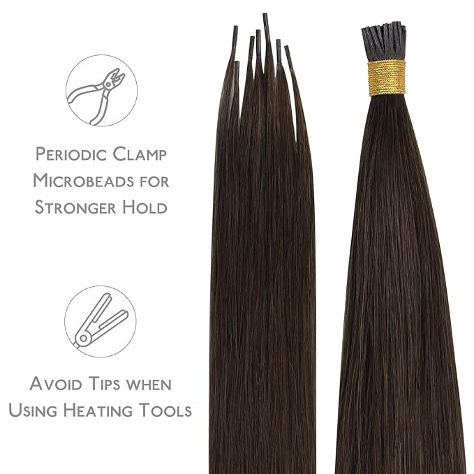 WENNALIFE I Tip Hair Extensions Human Hair, 50g 100s 14 Inch Light Dark Brown Remy Itip Human Hair Extensions Invisible Itips Straight I Tips Fusion Extensions Real Human Hair