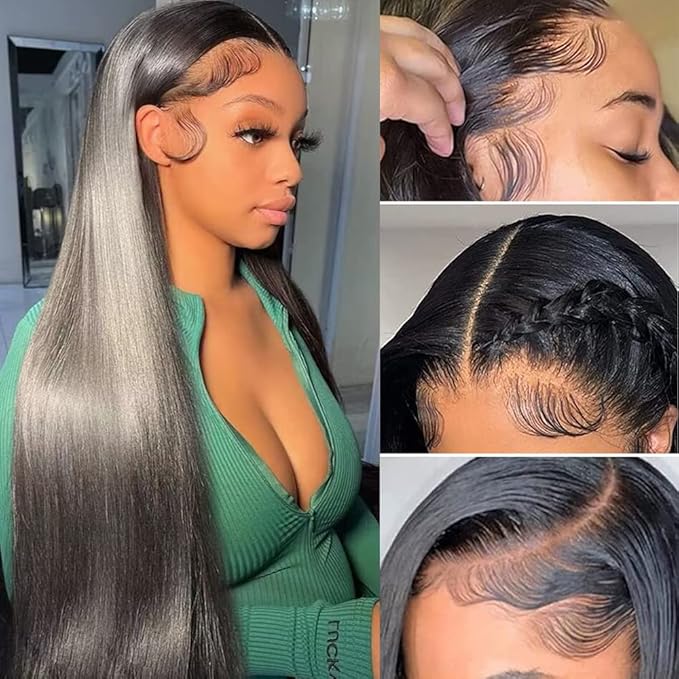 CHEETAHBEAUTY 13x6 Lace Front Wigs Human Hair 30Inch HD Transparent Lace Frontal Wigs 220% Density Brazilian Virgin Straight Human Hair Wigs for Women Pre Plucked with Baby Hair Natural Color