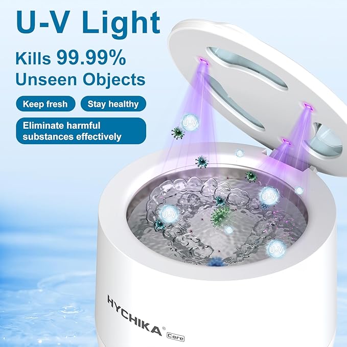 HYCHIKA 2026 Ultrasonic Retainer Cleaner Machine,45kHz High Frequency,4 Upgraded Modes,Ultrasonic Retainer Cleaner,200ML Dental Cleaning Pod,for Retainers,Night Guards,Braces etc.,Iceberg White