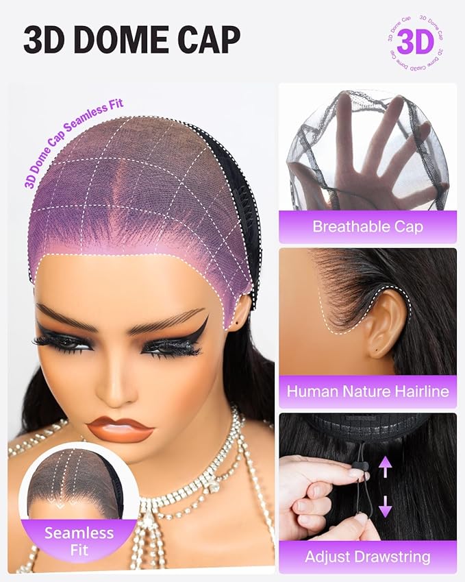 13x6 HD Lace Front Wigs Human Hair Body Wave Glueless Pre Plucked 220% Density Wear and Go Wig with Drawstring Ear to Ear Bleached Knots 24 Inch