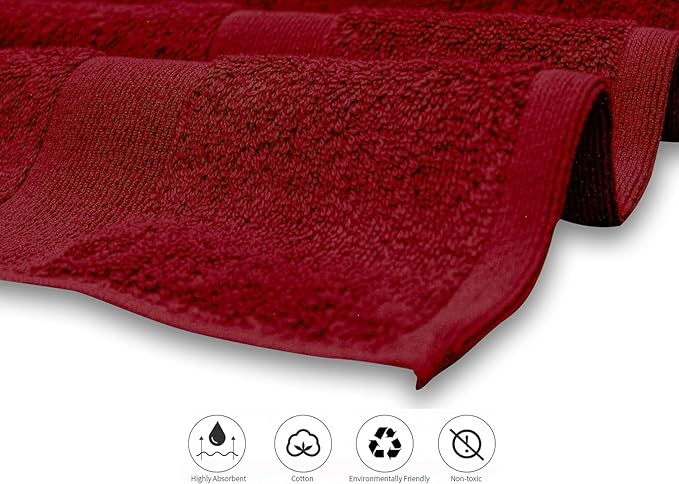Softolle Luxury 8 Piece Towel Set, 2 Bath Towels 2 Hand Towels 4 Washcloths, Towels for Bathroom, Home, Spa & Gym - Highly Absorbent (Burgundy)