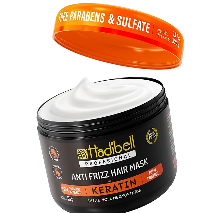Hadibell Keratin Hair Mask Treatment 13.1 OZ, Deep Hair Care Treatment for Damaged Hair, Boost Hair Growth for Damaged Hair, Nourishing Repair & Frizz Control Mask