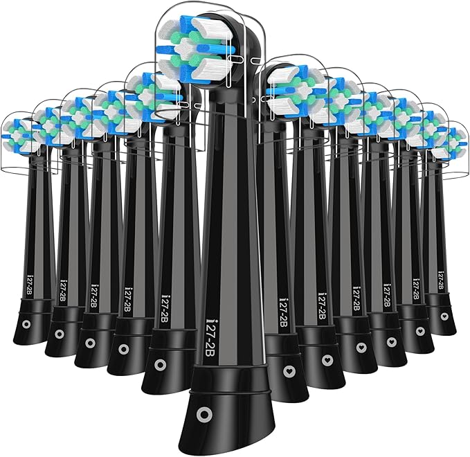 12pcs Replacement Heads Compatible with Oral B iO 3 4 5 6 7 8 9 10 Series Electric Toothbrush,Toothbrush Heads Compatible with Oral B iO Replacement Heads, Medium Bristles for Effective Cleaning,Black