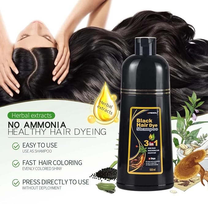 Hair Dye Color Shampoo (7 Colors Available to Choose) 500mL each (CHESTNUT BROWN, 500mL)
