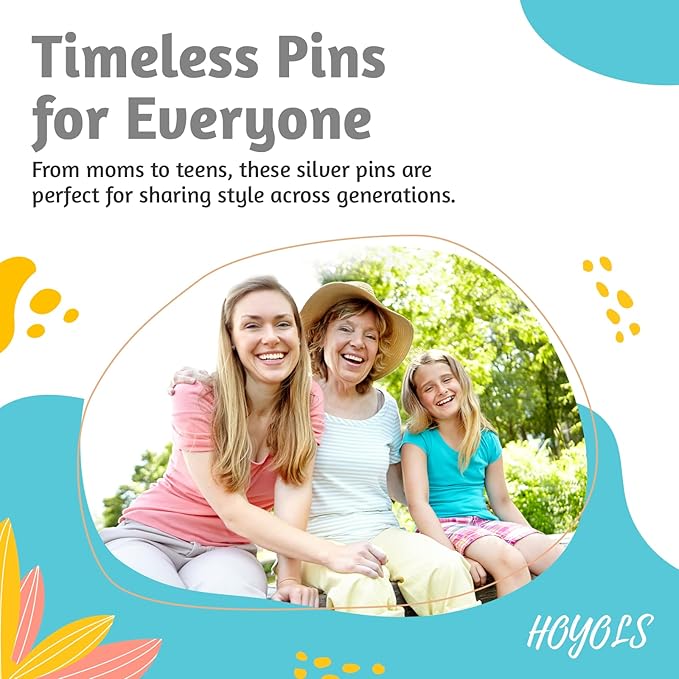 HOYOLS Silver Bobby Pins for Women, 150 Pcs in 3 Sizes (1.9", 2.4", 2.7") for Buns, Updos Styling, Non-Slip Crimped Hair Pins for Thick Fine Hair