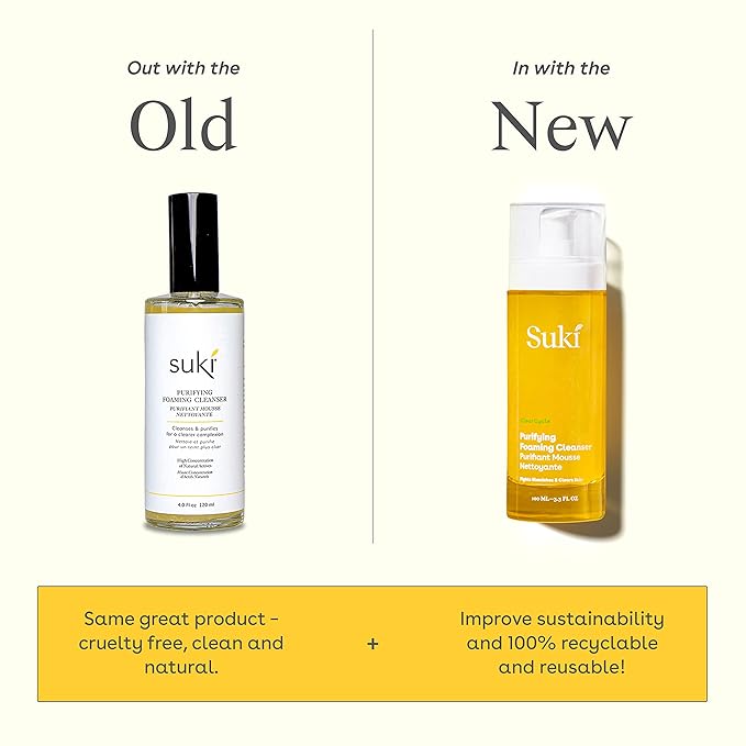 Suki Purifying Foaming Cleanser Face Wash with Apple Enzymes Anthocyanins & Polyphenols for Deep Pore Cleansing on Oily Dry Sensitive Skin, Clarifying Blemish Control, Hydrating Daily Facial Wash