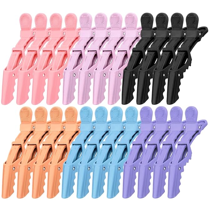 24 Pack Alligator Hair Clips for Styling, Sectioning Crocodile hair Clips Professional Barber Accessories for Salon of Thick Curly Volume Hair (Multicolored)