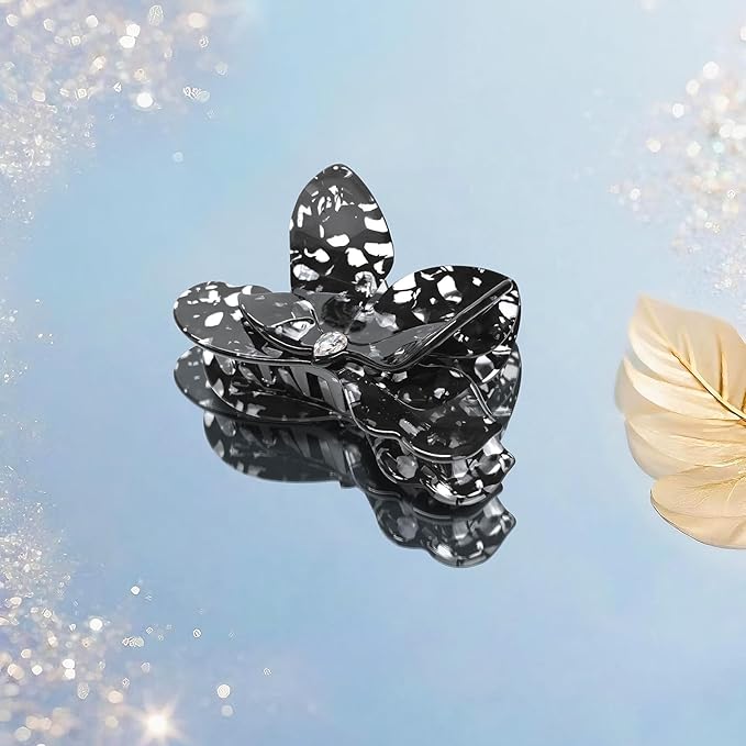 Flower Hair Claw Clips,Acetate Flower Hair Clips Cute Large Hawaiian Claw Clips for Women,3.82 Inch, Durable Design for Thick or Thin Hair (Black)