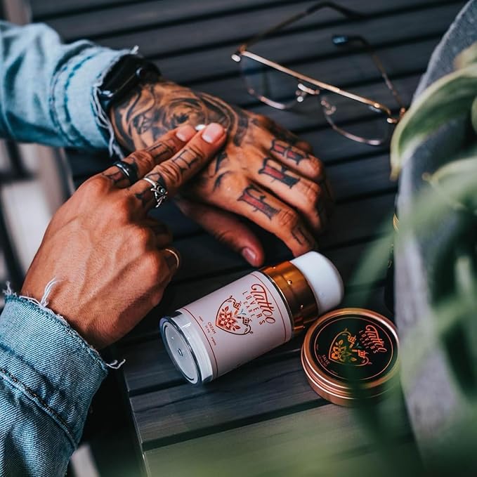 Tattoo Lovers Care Tattoo Salve Artists Tin Glide Tattoo Balm Before, During & Aftercare Cream Moisturizer Rejuvenates Older Tattoos & Combats Redness, Swelling, Scabbing Natural Ingredients 6oz