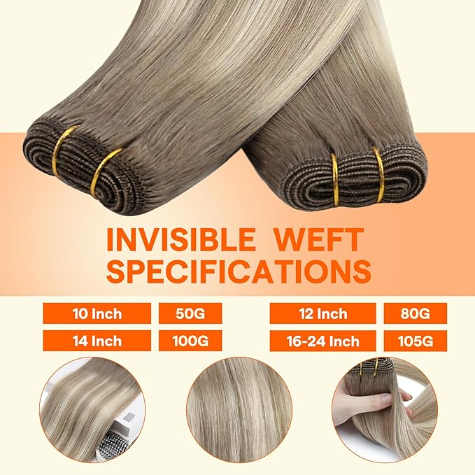 Full Shine Hair Extensions Real Human Hair Sew In Extensions Color Color 19/8/60 Weft Human Hair Extensionsfor Women Remy Straight Hair Weft 18 Inch 105G