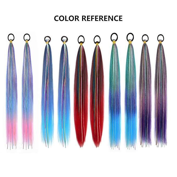2 Pack Braid Ponytail Extensions, 26 Inch Braided Ponytail Wig with Elastic Tie for Girls (Purple/Blue/Pink#, 26 Inch (Pack of 2))