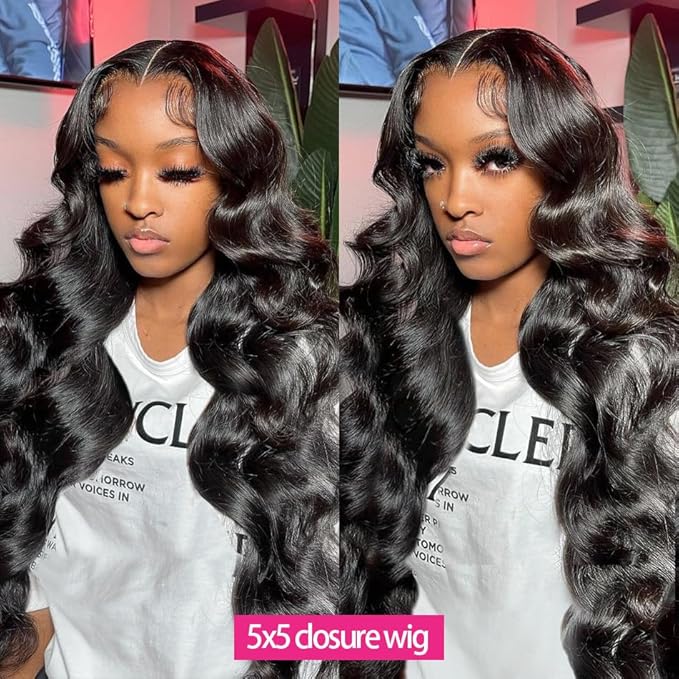 34 Inch 5x5 HD Lace Closure Wigs Human Hair Body Wave Lace Front Wigs Human Hair Pre Plucked 180% Density Glueless Wigs Human Hair Wig Closure Wig for Women