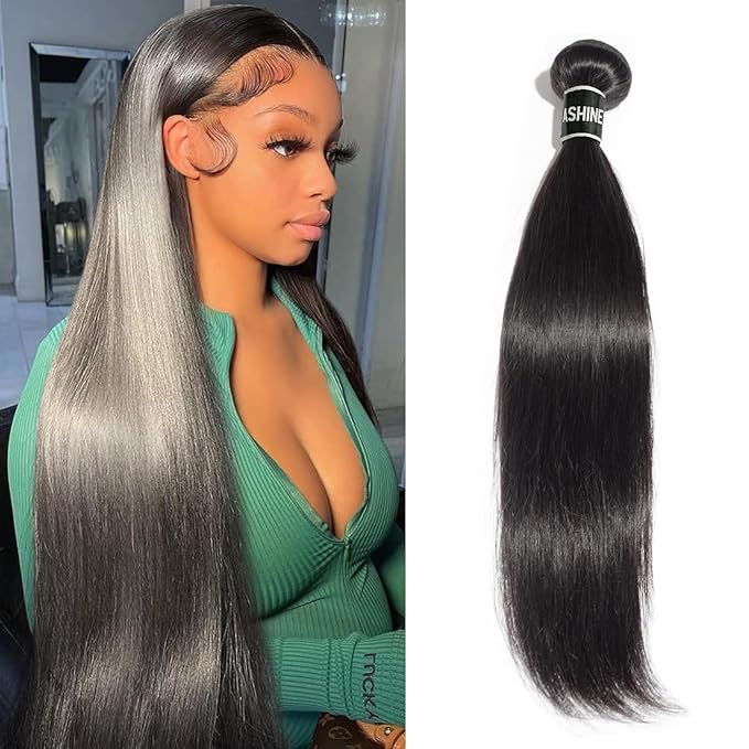 ASHINE Human Hair Bundle Body Wave Straight, Unprocessed Cambodian Raw Hair Bundles for Women Natural Black 16 Inch, Keep Soft and Silky After Multiple Washes