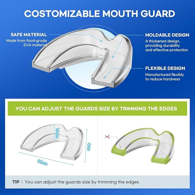 Mouth Guard for Grinding Teeth at Night: Moldable Dental Guard for Sleeping - Nighttime Protection for Teeth (8 Counts)
