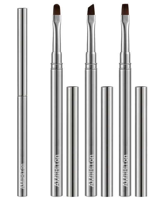 3PCS Brush for OPI Nail Polish Remover, AMilHiTon Nails Clean Up Brushes, Round/Angled/flat Acetone Resistant Nail Art Designs, and Tidying Up Polish Mishaps on Cuticles（Gun Color）