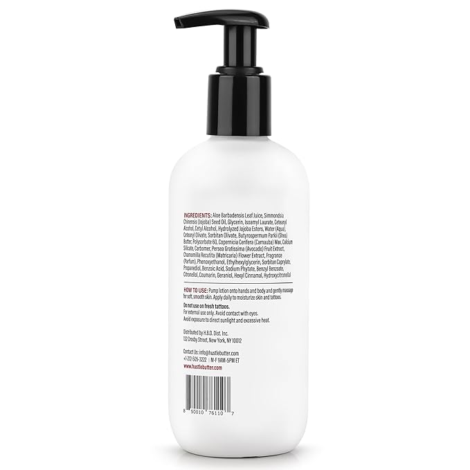 Hustle Butter Tattoo Aftercare - Daily Moisturizing Lotion - Naturally Derived Vegan Cruelty Free - Everyday All Over Use for Tattoos - 9 fl oz