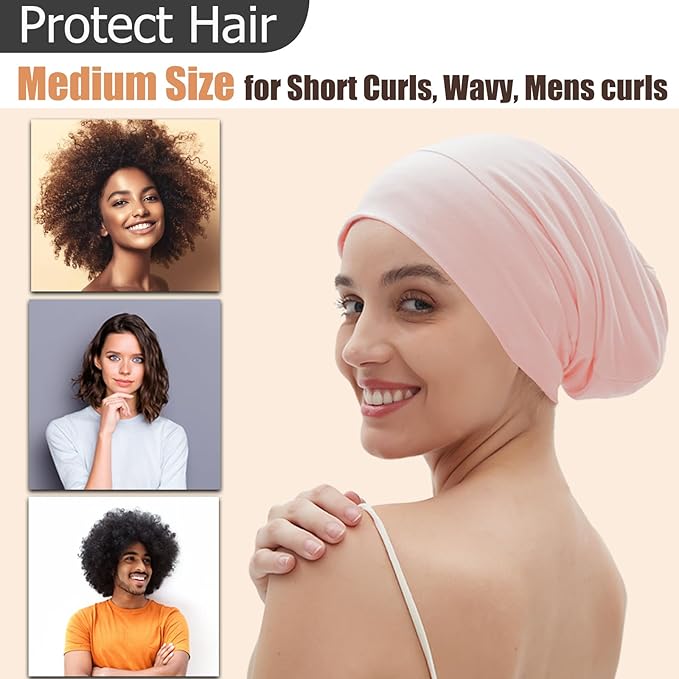 Sleep Cap Bonnet for Sleeping, Adjustable Cooling Ice Silk Lined Hair Bonnets for Natural Curly Braids Beanie Hat Women Men