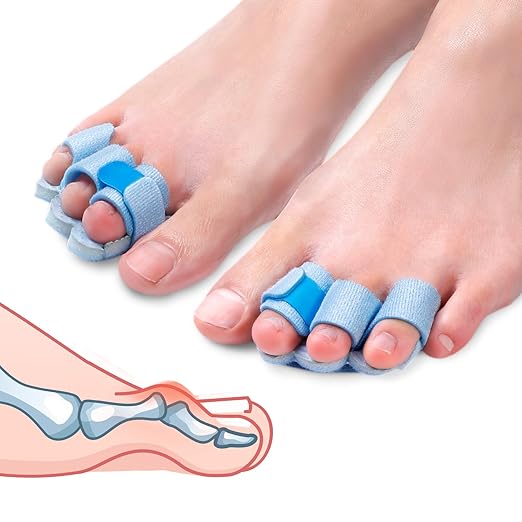 Hammer Toe Straightener Corrector Splint Brace for Women fit 2nd 3rd and 4th Toes - (L-Blue) - 1 Pair