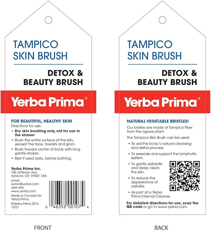 Yerba Prima Tampico Dry Skin Brush for Exfoliating and Blood Stimulation (Pack of 3)