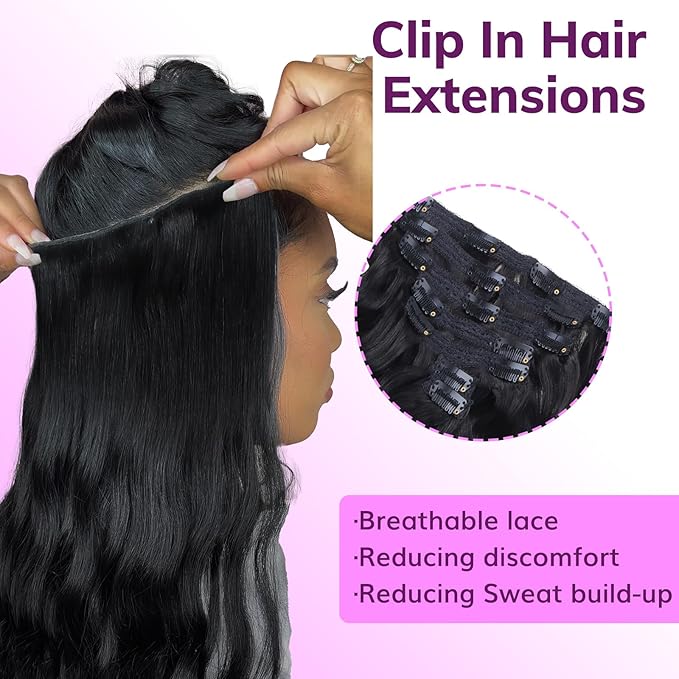 IDN BEAUTY Clip In Hair Extensions Real Human Hair, Straight 24 Inch 120g 7pcs Natural Black Real Virgin Human Hair Clip Ins Real Human Hair Black Women Thick Human Hair Clip In Extensions