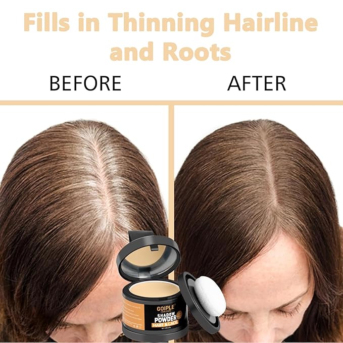 Root Cover Up Powder Hairline Powder for Women Root Touch Up Hair Color for Bald Spots, Eyebrows, Beard Line, Light-Blonde Hair Fibers for Thinning Hair Shadow Cover Up 2 Pack (Light Warm Brown)