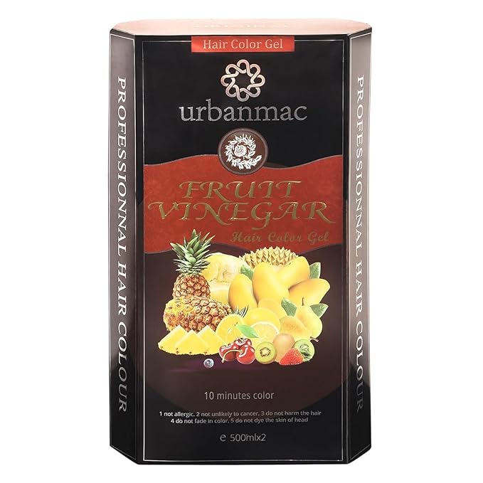 u'rban mac, Fruit V'ine'gar Gel' Hair Colo'r Natural Hair Color Dye for Black Hair Dye (500ml x 2) - Black