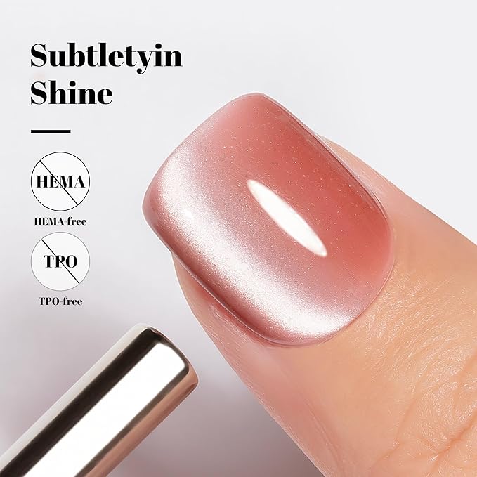 YTD Likomey Cat Eye Gel Nail Polish,Silk Glass 15ml Nude Pink Magnetic Shimmer Glitter Moonlight Jelly Shiny Salon Home Fall Winter UV Color Varnish with Magnet Stick,HEMA Free TPO Free,MY503