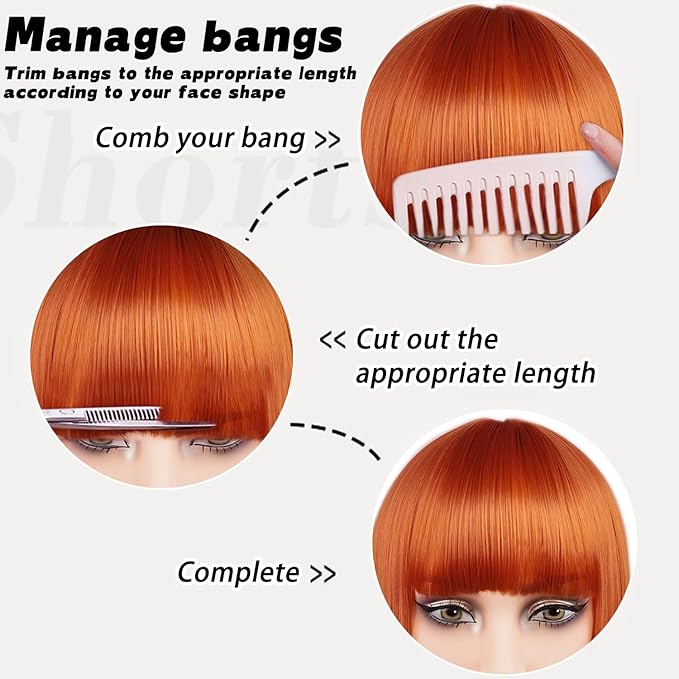 MAYSA Ginger Bob Wig with Bangs for White Women Short Blonde Bob Wig 12in Synthetic Daily Party Natural Looking Wigs # Ginger