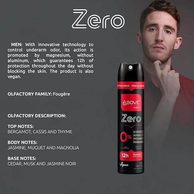 ABOVE Ocean - 72 Hour Antiperspirant Roll-On Deodorant for Men - Lemon, Bergamot, Lavender Scent - 1.7 oz