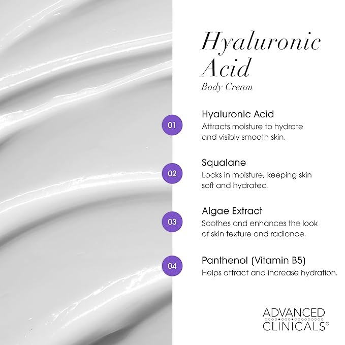 Advanced Clinicals Hyaluronic Acid Moisturzier + Brightening Vitamin C Cream 2pc Skincare Set For Women & Men | Face Moisturizer & Body Cream Helps Improve Look Of Crepey Skin & Uneven Skin Tone, 2pc