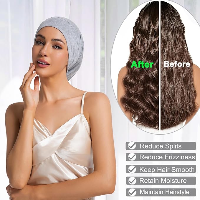 Sleep Cap Bonnet for Sleeping Black Women Men, Adjustable Cooling Lining Bonnets for Curly Hair Wrap Braids Beanie Night Hat