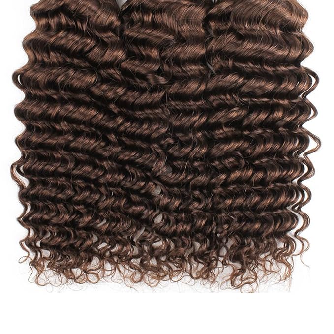150g Brown Human Hair Bundles #4 Deep Wave Bundles 24 26 28 inch Dark Brown Bundle Human Hair #4 Wet and Wavy Bundle