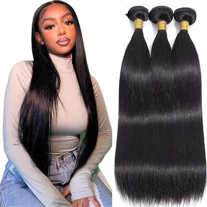 Bundles Human Hair Straight Human Hair Bundles 22 22 22 Inch Human Hair Bundles 12A Unprocessed Virgin Brazilian Hair Bundles 3 Bundles Weave Bundles Human Hair Extensions Natural Color